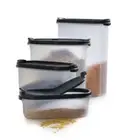 Tupperware Modular Oval Set of 4 -Black Dual Pour Seals -Pantry Storage New