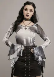 [Widow] Tragic Accident Printed Blouse