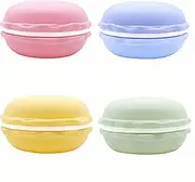 HAN SHENG 4 Pcs 4 Inch Giant Macaron Storage Case Colorful Large Macaron Jewelry Storage Box Case Container Earring Organizer (Blue,Green,Pink,Yellow)