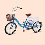 DEFGHIJ Adult Tricycle Three Wheel Trike 20 Inch 3 Wheel Bikes Cruiser Bicycles with Large Basket with Low Step Through Frame/Backrest Saddle for Men Women Seniors (20 Inch|Blue)