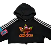 New Adidas x Jeremy Scott Women's Size XS Cropped Hoodie Black NWT MSRP $100