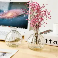 在飛比找樂天市場購物網優惠-創意玻璃花瓶現代簡約透明餐桌小口干花鮮花擺設客廳插花裝飾瓶子