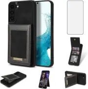 Phone Case for Samsung Galaxy S22 Plus S22+ 5G Wallet Cell Cover with Tempered