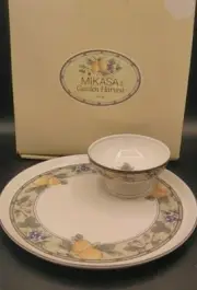 New Mikasa Harvest Garden CRUDITE Bowls / Serving tray w/ bowl - Chip n Dip