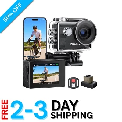 Compact 4K Action Camera with 20MP Photos & Waterproof Case for Adventurers