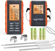 Wireless Meat Thermometer for Grilling Smoking - Kitchen Food Cooking Candy Thermometer with 3 Probes - Monitor Ambient Temperature Inside The Grill Smoker BBQ Oven Thermometer, 490ft,Digital