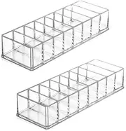 2 Pack Makeup Organizer, 8 Compartments Acrylic Makeup Storage Jewelry Display Boxes, Clear Cosmetic Display Cases for Dresser Vanity Bathroom Kitchen