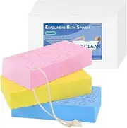 3 pcs Exfoliating Bath Sponge, Asian Bath Sponge for Shower, Korean Moisturizer and Exfoliator Body Sponge, Japanese Spa Cellulite Massager Dead Skin Sponge Remover for Body