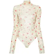 [Prada] Prada Floral Mesh Bodysuit 42 IT NEUTRALS