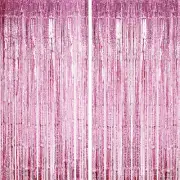 10pcs Light Pink Fringe Curtain Party Streamers 3.3 x 6.6ft Foil Fringe Curtains