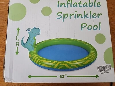 Gahoo Dinosaur Sprinkler Pool! This 63" round inflatable pool