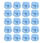 0.7x0.8" Cord Locks, 30 Pack Double Hole Spring End Toggle Stopper, Light Blue