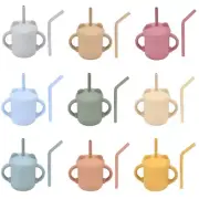 Infant Toddlers Sippy Cup Set for Self-Feeding Learning Infant 2 Straws 1 Set