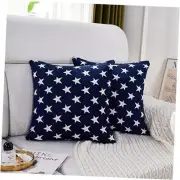 Set of 2 Soft Chenille Decorative Patriotic Throw Pillow Cover Case Geometric