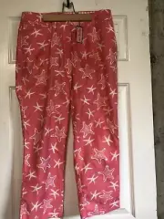 Vineyard Vines Nwt Size 8 Peach & White Starfish Flat Front Pants Vintage