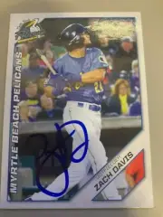 Zach Davis 2019 Myrtle Beach Pelicans Signed Team Card