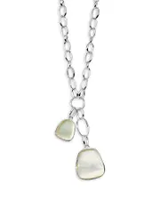Ippolita Sterling Silver 925 Polished Rock Candy Mother of Pearl & Rock Crystal Doublet Keystone Pendant Necklace, 18