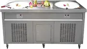 Kolice ETL Certificate Instant Snack Food carts Double Round Pans Stir Fried ice Cream Machine roll ice Cream Machine Fry ice Cream roll Machine with 10 pre-Cooling Tanks