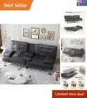 Elegant Black Futon Sleeper Couch - Versatile Sofa Bed with Adjustable Positions