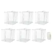 Clear Cake Box with Ribbon, 6Pcs 12"x12"x14" for 10 Inch Cake Packing (White)