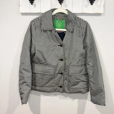 NWT J.Crew PrimaLoft Gingham Shirt Jacket XS | Black White Puffer Shacket