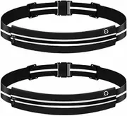 2Pcs Slim Running Belt for Women Men,Runners Fanny Pack Phone Holder,Run Pouch Waist Belt for Workout Jogging,Money Belt Running Gift Gear Accessories