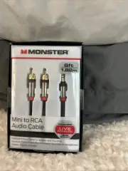 Monster 6-FT Mini to RCA Audio Cable 3.5mm Phone Tablet Speaker TV PC HQ 1.82M