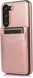 Back Case Cover Compatible with Samsung Galaxy S23 Plus Phone Case PU Leather Vintage Shockproof Phone Case, Cover Wallet Soft TPU Hard PC Hybrid Protective Case Protective Case (Color : Rose Gold)