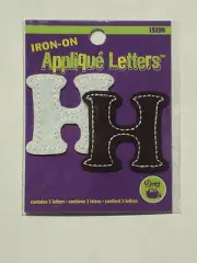 Dritz Iron-on Applique Letters (2) Letter H Black And White, NEW