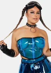 Plus Cobalt Astro Vision Vinyl Corset Top