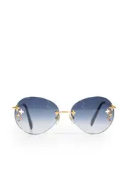 Blue Gradient LV Round Sunglasses