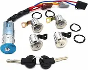 Complete Set Ignition Switch Door Lock Cylinder with 2 Keys, for Citroen, BERLINGO XSARA Picasso 1999-2005, for Partner, 1996-2008 9170G3 252522 Car Lock Cylinder