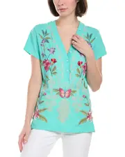 Johnny Was Button Neck Knit T-Shirt