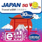 Happy 5G eSim | Japan 30Days Unlimited Data Travel eSim | 15GB of 5G High-Speed Data Then 256kbps | Support iPhone & Android Devices | Easy Activation | No Need Registration