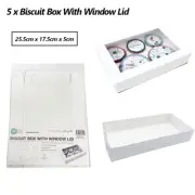 5 x Catering Grazing Boxes Cake Biscuit Box Tray Window Lid Cupcake Takeaway Box