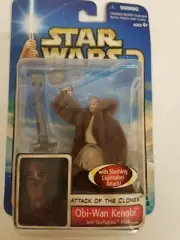 Obi-Wan Kenobi with Slashing Lightsaber Attack! Star Wars Attack of the Clones
