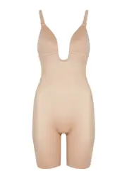 Spanx Suit Your Fancy Open-Bust Mid-Thigh Bodysuit - Beige - XL XL