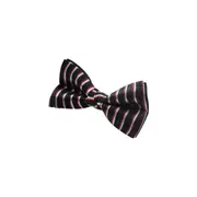 Mens Black, Red & Silver Striped Patterned Bow Tie