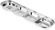 DIKACA Stainless Steel Divided Seasoning Dish Korean Design Sauce Plate for Dipping Condiments Reliable and Easy to Clean Four Compartment Dish for Soy Sauce Vinegar and Spices for