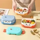 700ml Bento Boxes Grid Design Pack Rice 2 Compartment Bento Boxes Food-grade
