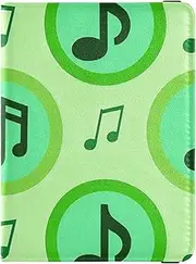 [Amooorous] Black and Green Note Leather decorative waterproof passport holder Travel Documents Organizer Protector Travel Passport Wallet With Vaccination Card Slot Ultra Slim, Black and green note, 1 size