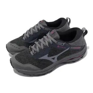 【MIZUNO 美津濃】WAVE RIDER GTX SW 女鞋 寬楦 防水 運動 慢跑鞋 黑灰(J1GD218022)