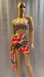 NEW NATORI SWIM $103 MAYON WRAP SARONG COVER-UP OS