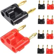 10pcs Double Banana Speaker Wire Connectors Banana Dual Banana Plugs Replacement Banana Connector for Audio Useful Banana Plugs Banana Clip Metal OSALADI
