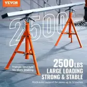 Pipe Stand 2500LBS Heavy Duty Pipe Jack Stands 27.2"-52" Height Adjustable V Head Pipe Stand 45# Steel Folding Jack Stand for 1/2-12 inches Pipes