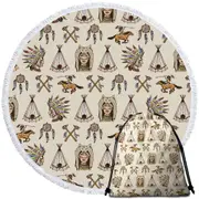Cool Native American Pattern Round Beach Towel