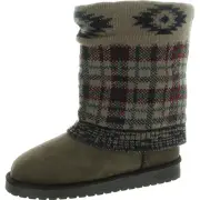 Muk Luks Womens Brown Plaid Winter & Snow Boots Shoes 6 Medium (B,M) BHFO 6578
