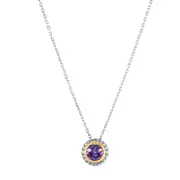 18k Gold And Sterling Silver Amethyst Fancy Necklace