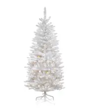 National Tree Company 4.5ft Kingswood White Fir Hinged Pencil Tree with 150 Clear Lights