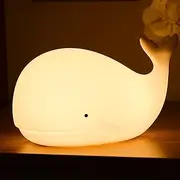 Tremdwoto cat Night Light for Kids, Animal Night Lights 7 Color Changing cat Lamp, Kawaii Night Light Room Decor, USB Rechargeable Soft Silicone NightLight for Baby Toddler Girl Boys,Gift (Whale)